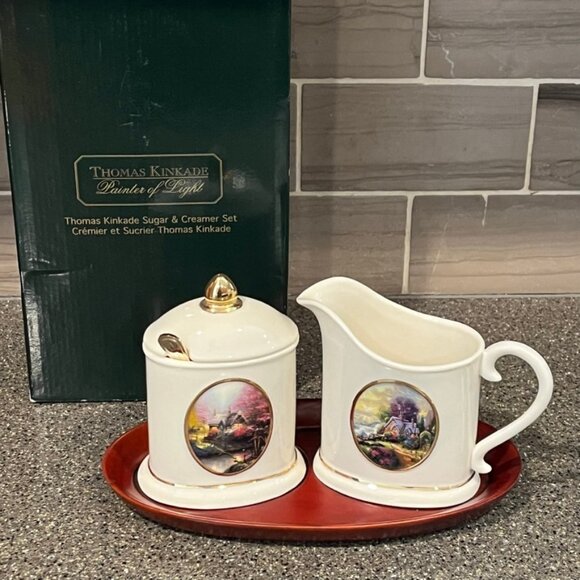 Avon Other - NIB Thomas Kinkade sugar & creamer set w/ tray, lid and spoon